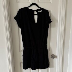 Lou & Grey Black Short Sleeve Romper with Keyhole Back